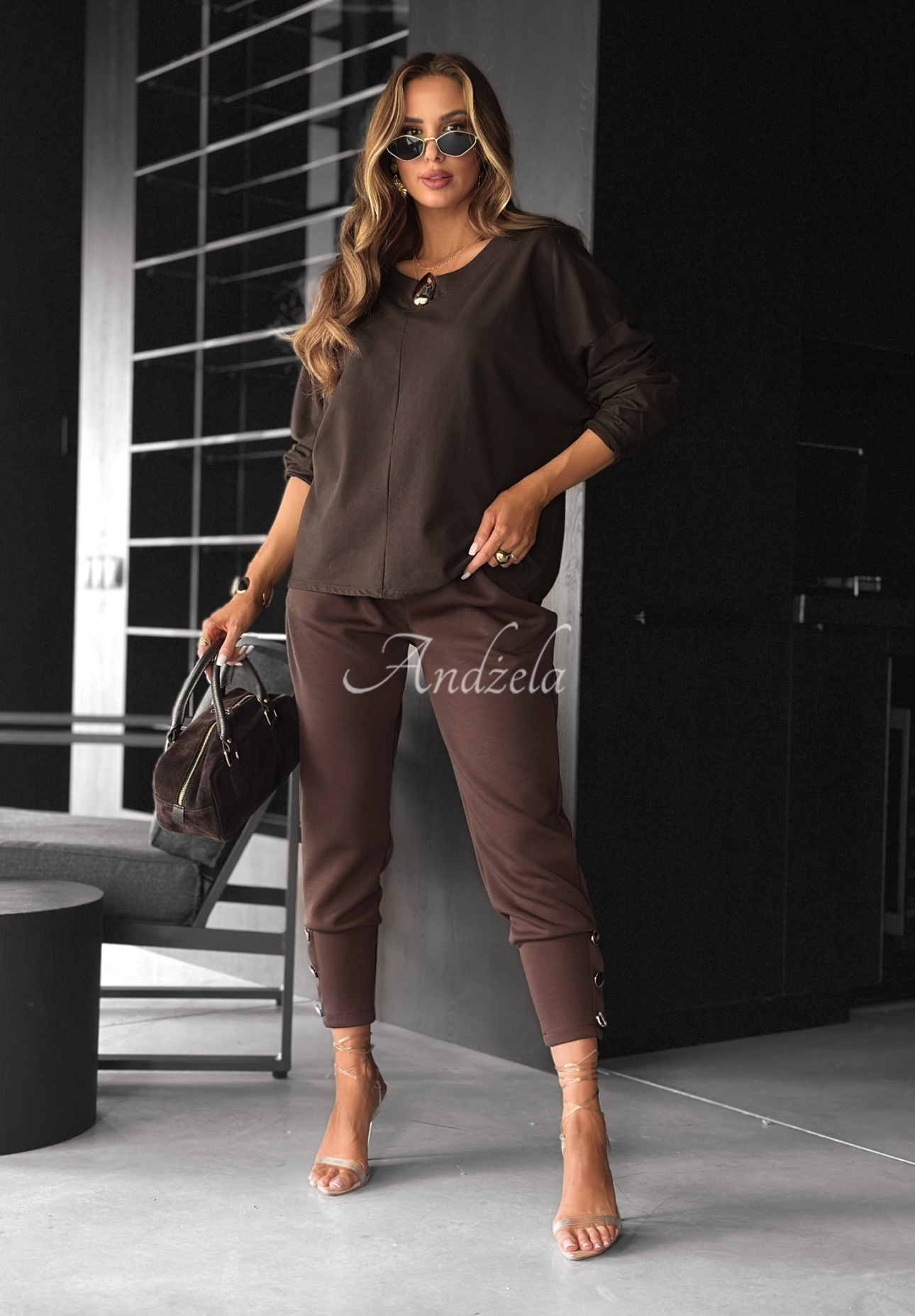 Bluse mit dekorativer Applikation Same Thing Again Schokoladenbraun
