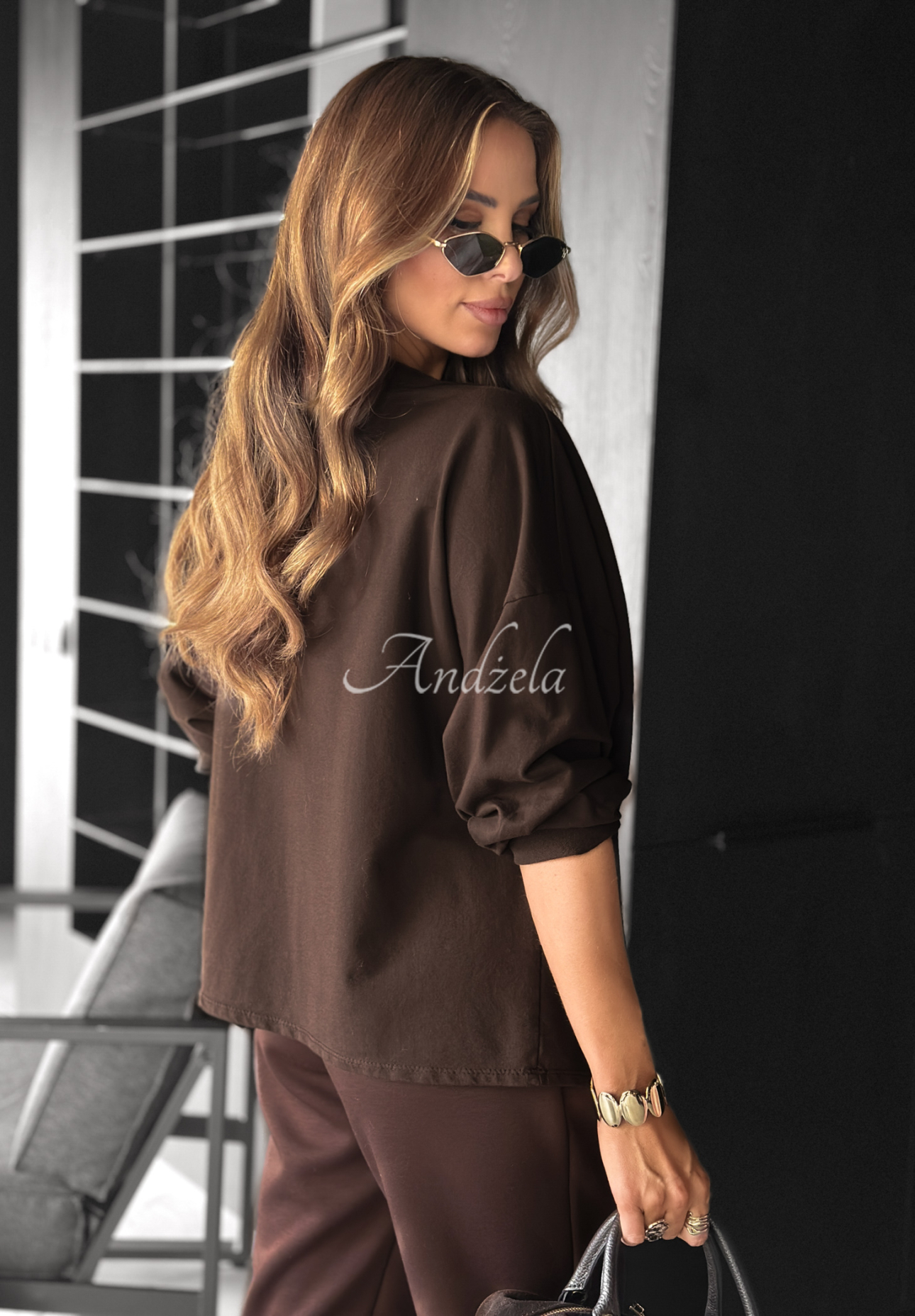 Bluse mit dekorativer Applikation Same Thing Again Schokoladenbraun