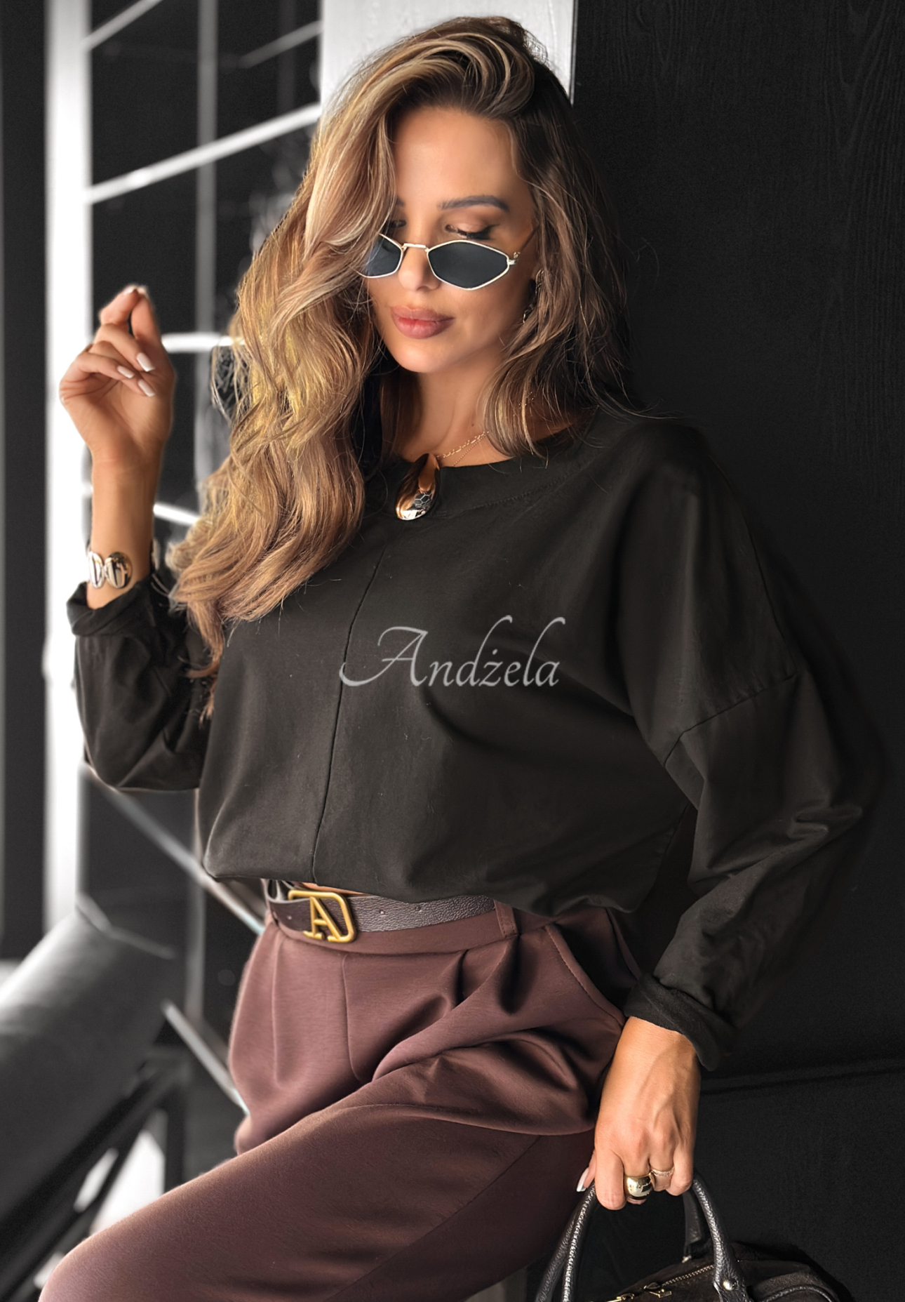 Blouse with decorative applique Same Thing Again black