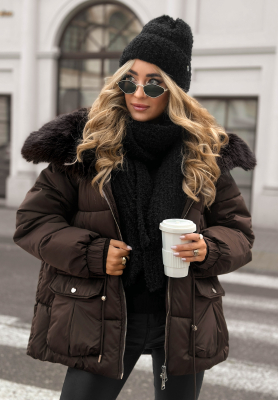 Kurze Jacke mit Fell Interesting Story Schokoladenbraun