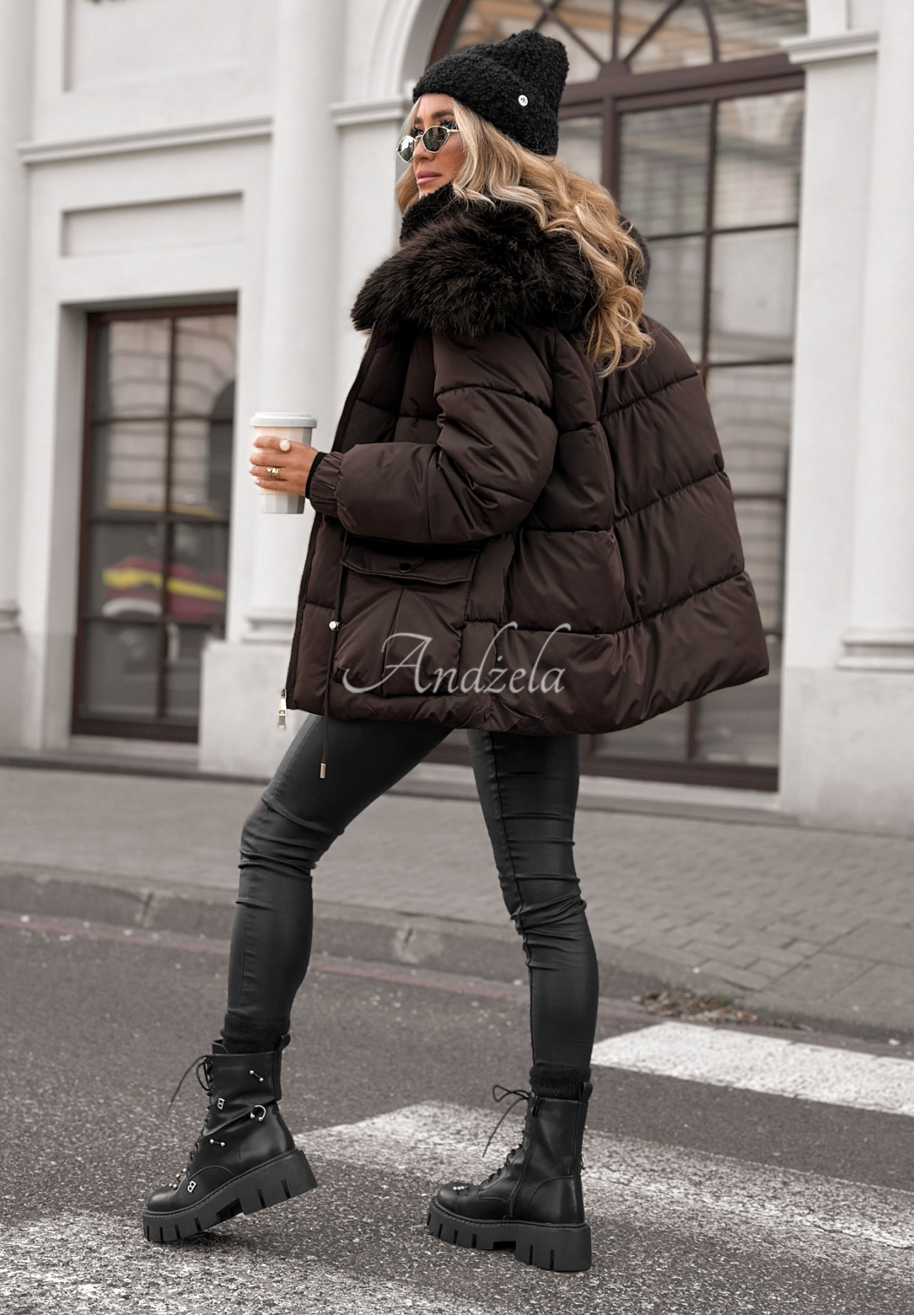 Kurze Jacke mit Fell Interesting Story Schokoladenbraun