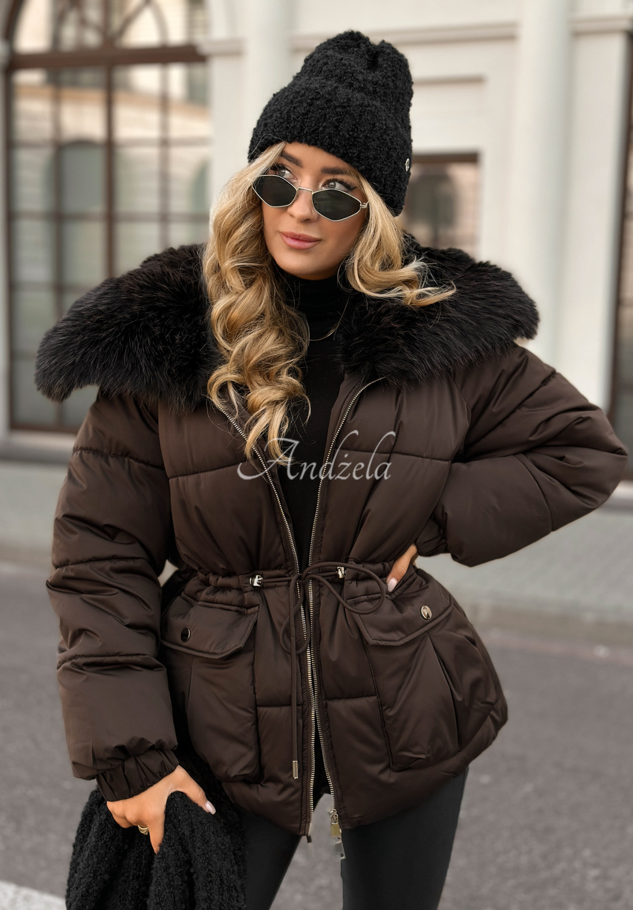 Kurze Jacke mit Fell Interesting Story Schokoladenbraun