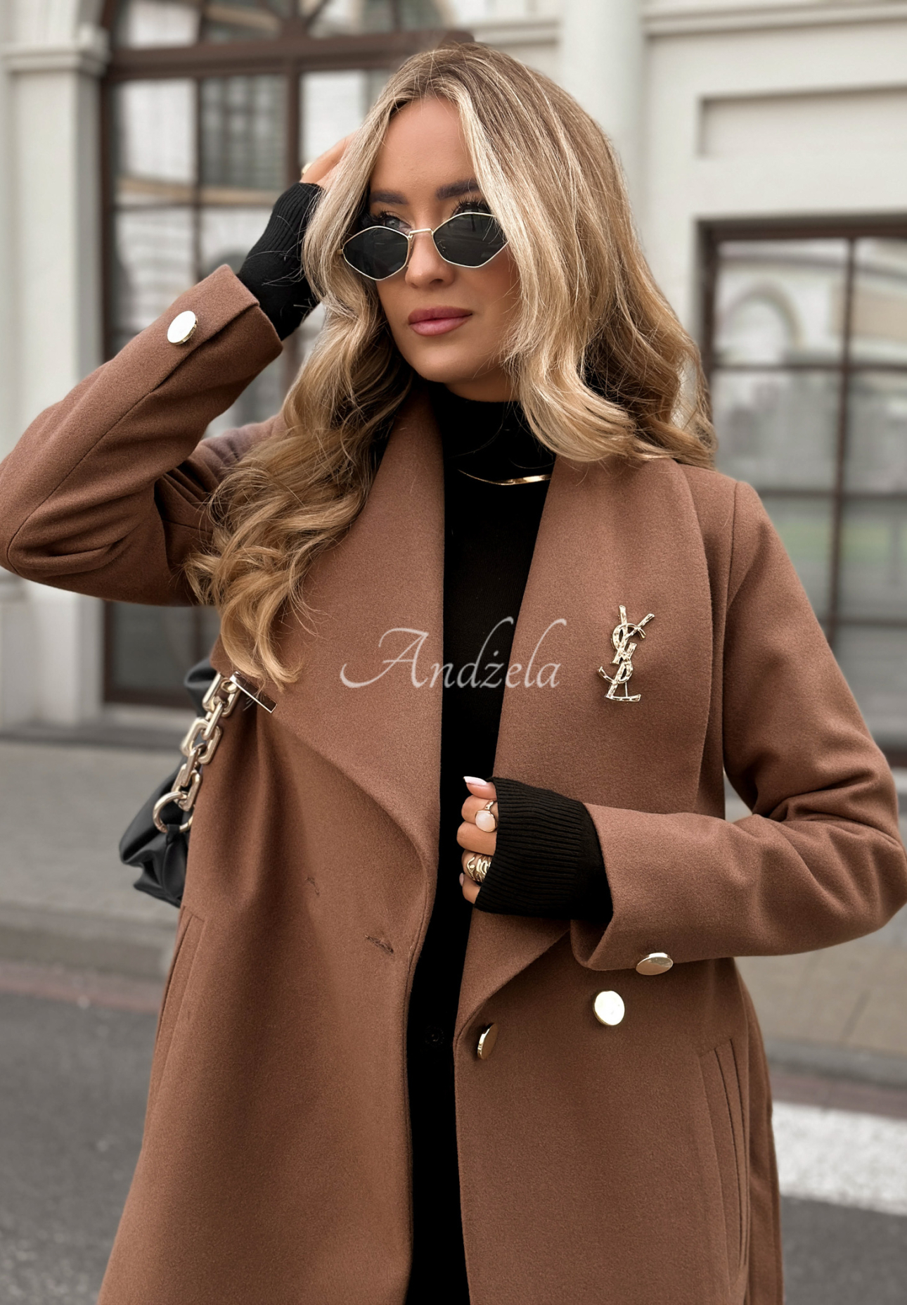 Long wool coat with belt Always Yours mocha
