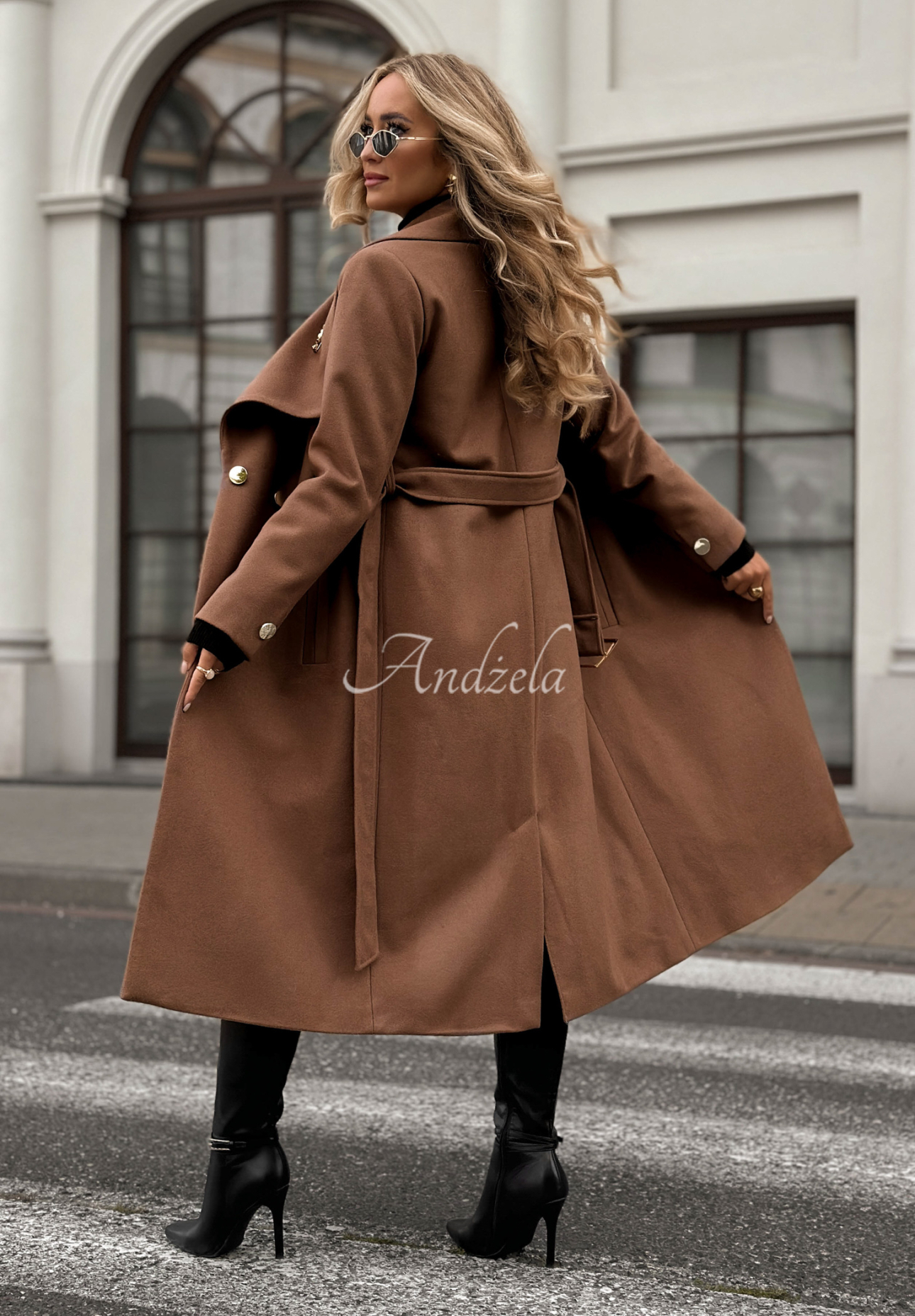 Langer Wollmantel mit Gürtel Always Yours Camel
