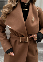 Długi płaszcz z paskiem Always Yours camelowy