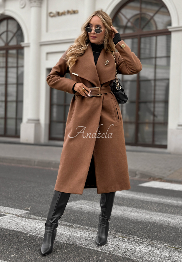 Langer Wollmantel mit G&uuml;rtel Always Yours Camel