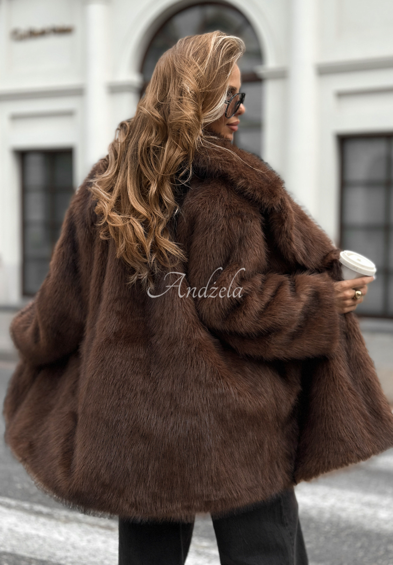 Pelzmantel mit Kragen Chestnut Hill Schokoladenbraun