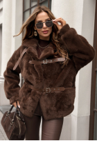 Wolljacke mit Angorafell Stay A While Schokoladenbraun