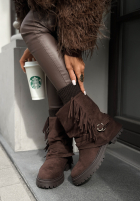 Wildlederstiefeletten mit Fransen Not That Girl Schokoladenbraun