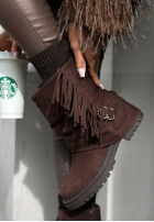 zamszowe Stiefeletten z frędzlami Not That Girl Schokoladenbraun