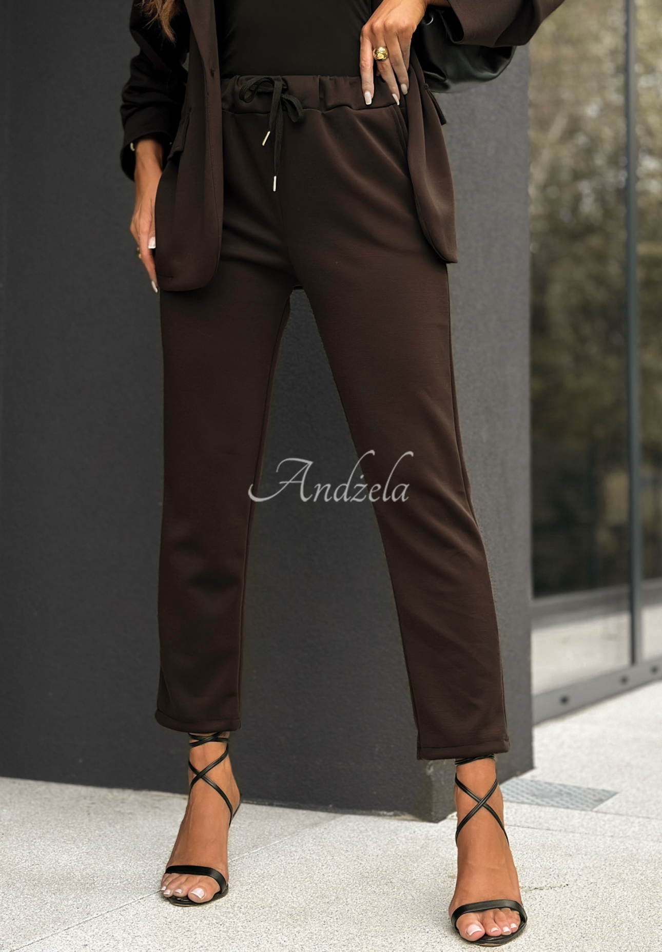 Jacket and pants set with viscose Without Limits chocolate