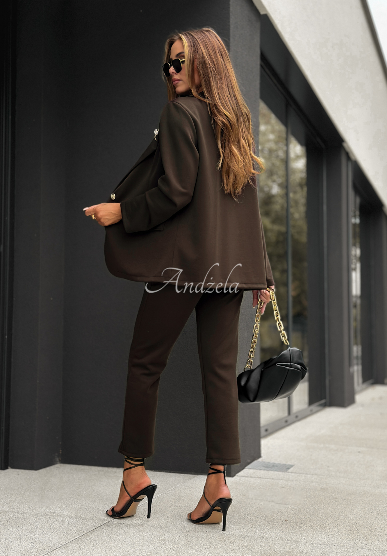 Set aus Blazer und Hose aus Viskose Without Limits Schokoladenbraun