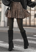 Kurzer Rock mini w panterkę Hold My Bag Beige-Schwarz