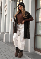 Pleciony Pullover Try Again Tomorrow Schokoladenbraun