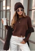 Pleciony Pullover Try Again Tomorrow Schokoladenbraun