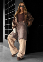 Hose Jeans baggy z dresowymi nogawkami The Duo Mokkafarben