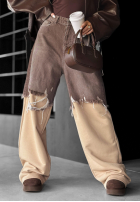 Hose Jeans baggy z dresowymi nogawkami The Duo Mokkafarben
