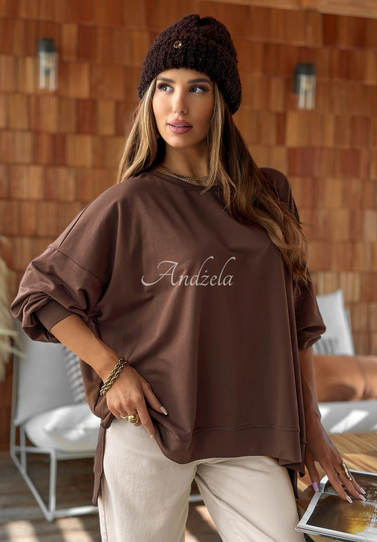 Oversize Sweatshirt Not The Same Schokoladenbraun