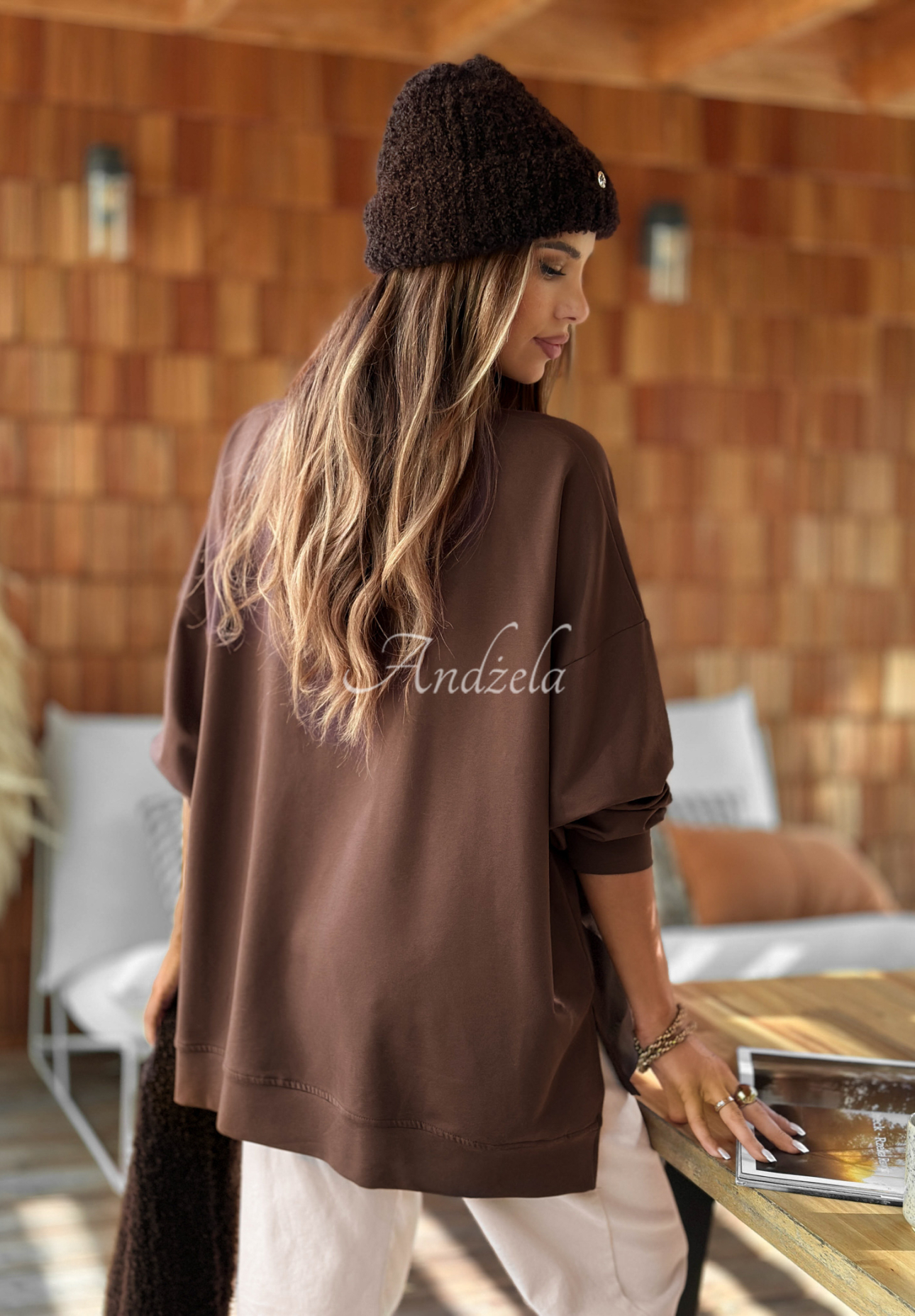 Cotton oversize sweatshirt Not The Same chocolate