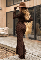 Sukienka maxi z falbankami Still Miss You czekoladowa