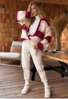 Krótki Cardigan w paski Moments Like This burgundowo-Rosa