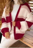 Krótki Cardigan w paski Moments Like This burgundowo-Rosa