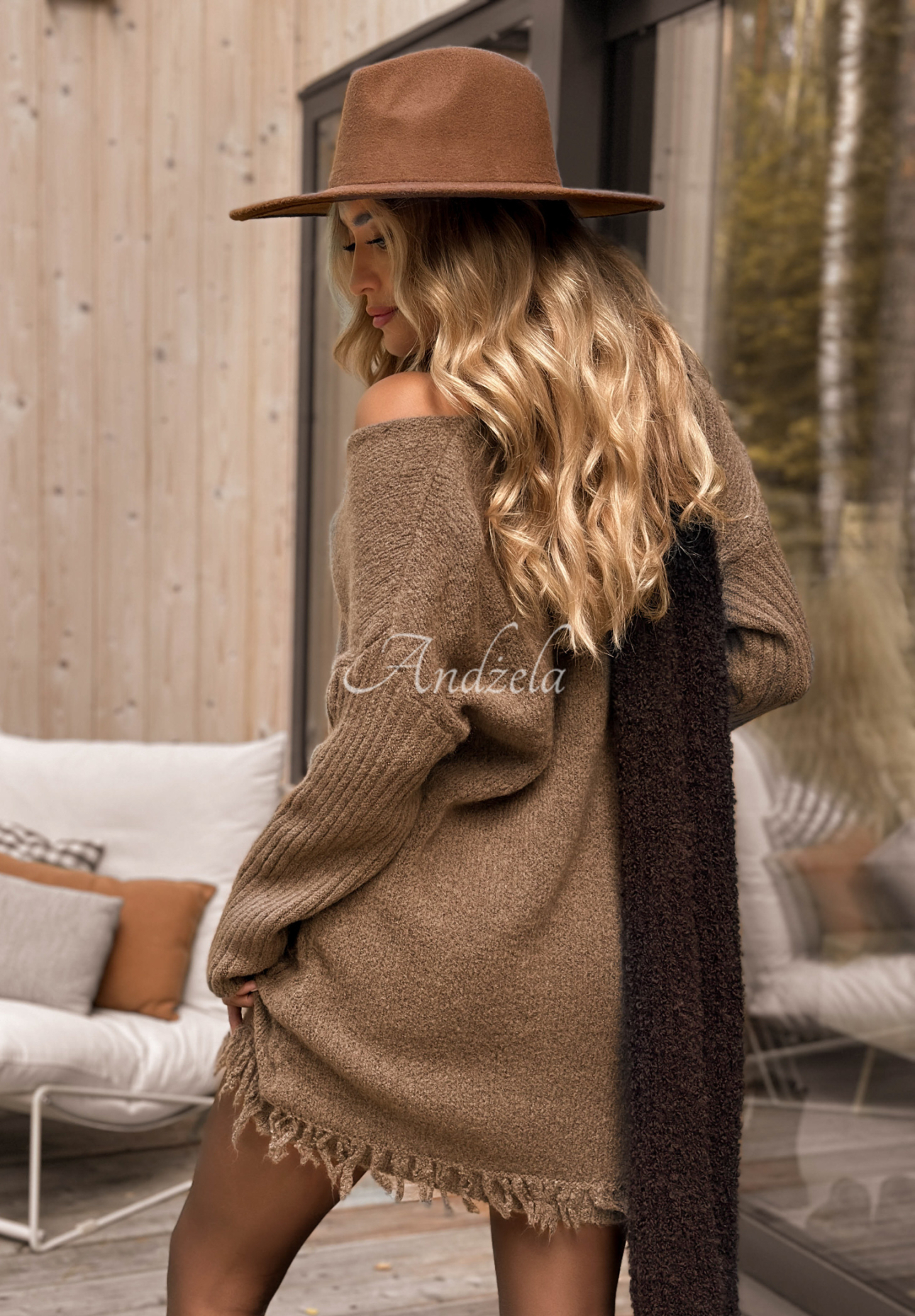 Strickkleid mit Wolle und Alpaka Save The Date Schokoladenbraun
