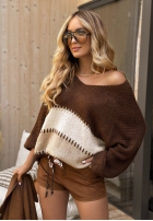 Pullover oversize Snuggle Time czekoladowo-Beige