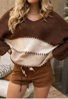 Pullover oversize Snuggle Time czekoladowo-Beige