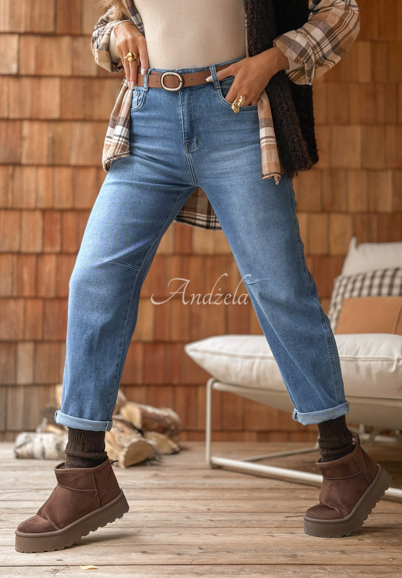 Ballonjeans mit Gürtel Everything Ends Blau
