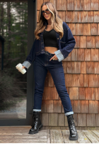 Hose Jeans z paskiem Thought About It Dunkelblau
