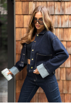 Spodnie jeansowe z paskiem Thought About It granatowe