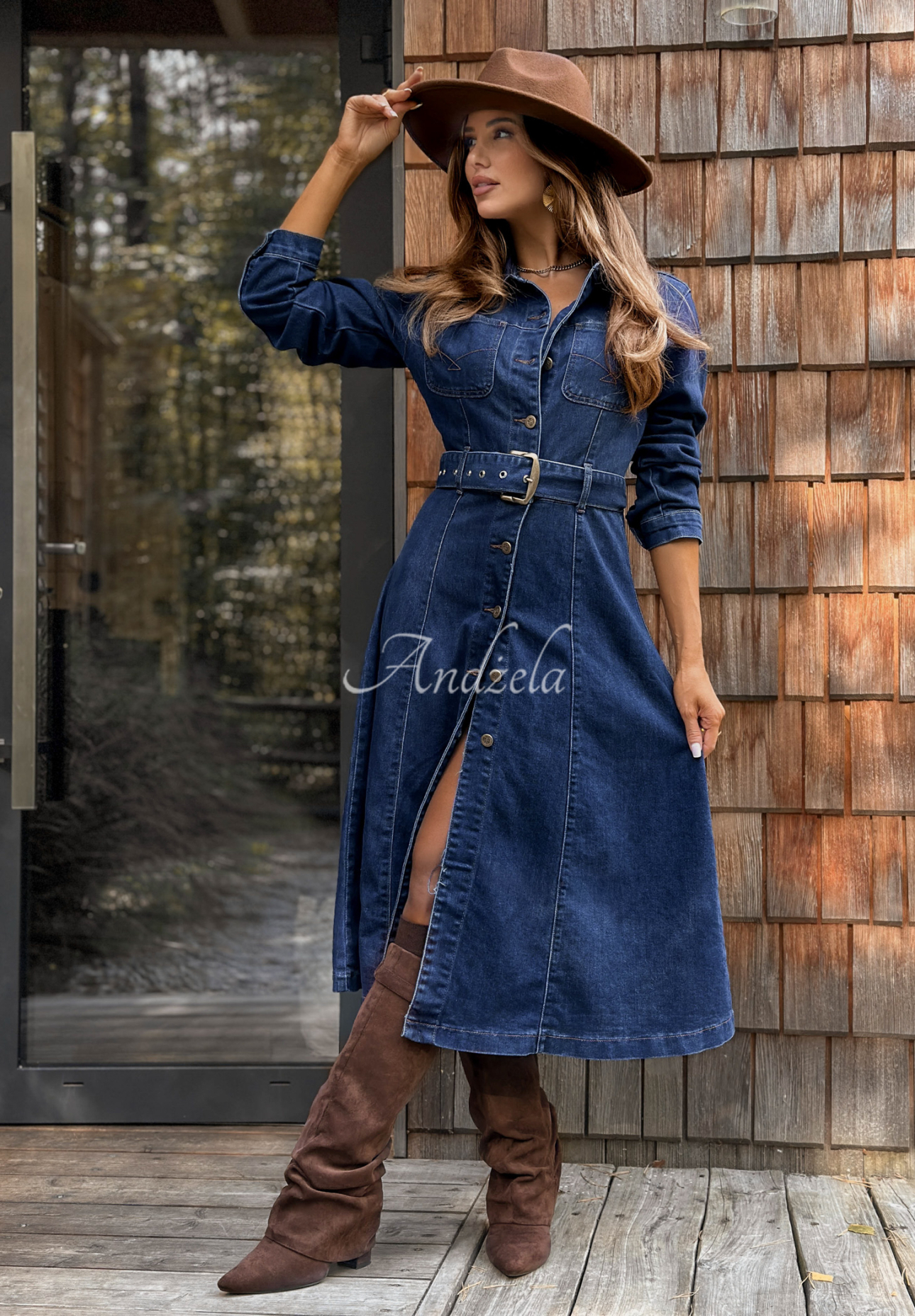 Denim-Midikleid mit Gürtel Rise Above All Blau