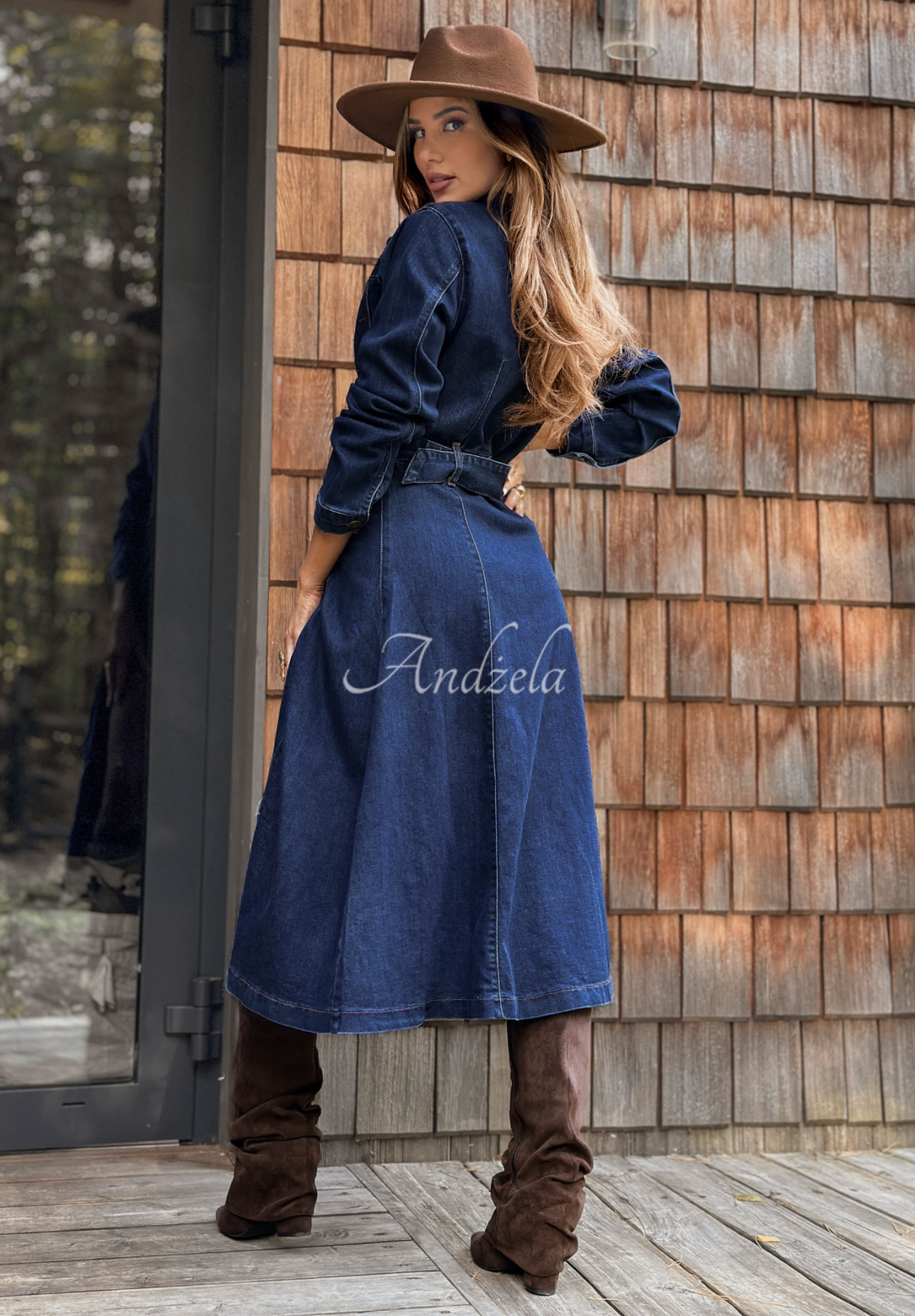 Denim-Midikleid mit Gürtel Rise Above All Blau