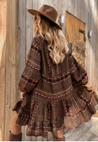 Kleid Mit Muster Past Version Schokoladenbraun