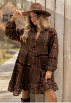 Kleid Mit Muster Past Version Schokoladenbraun