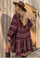 Kleid Mit Muster Past Version Burgunderrot