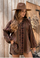 Bluse Mit Muster Past Version Schokoladenbraun