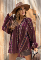 Bluse Mit Muster Past Version Burgunderrot
