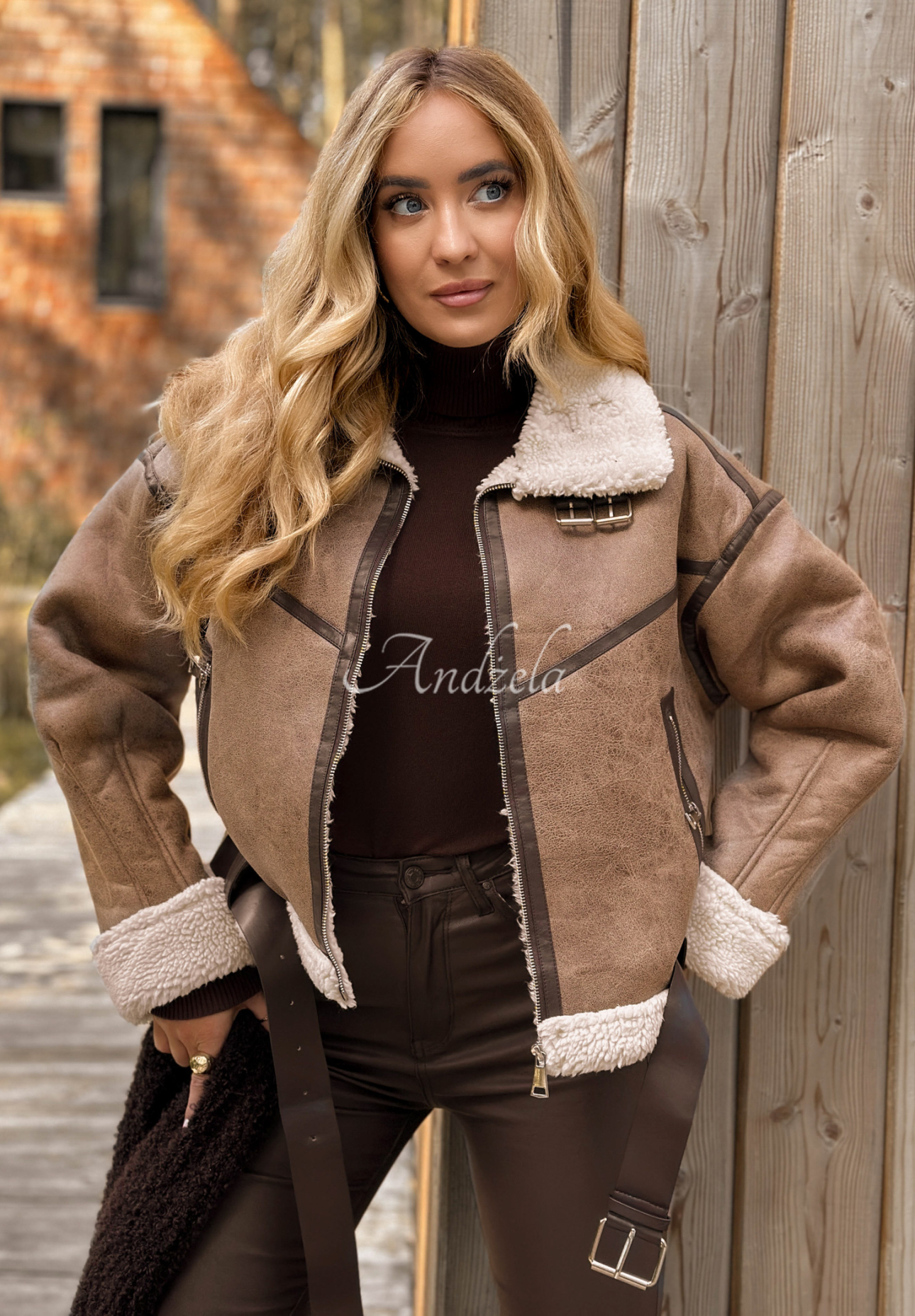Wildlederjacke mit Schaffellfutter Secrets Kept Beige