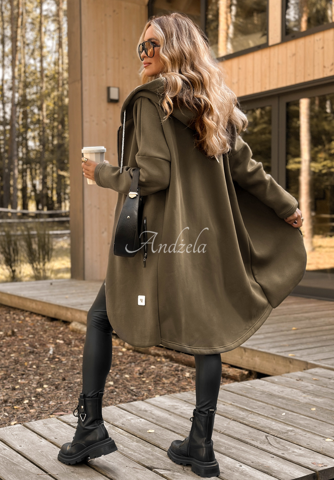 Langes Sweatshirt mit Kapuze Peaceful Mind Khaki