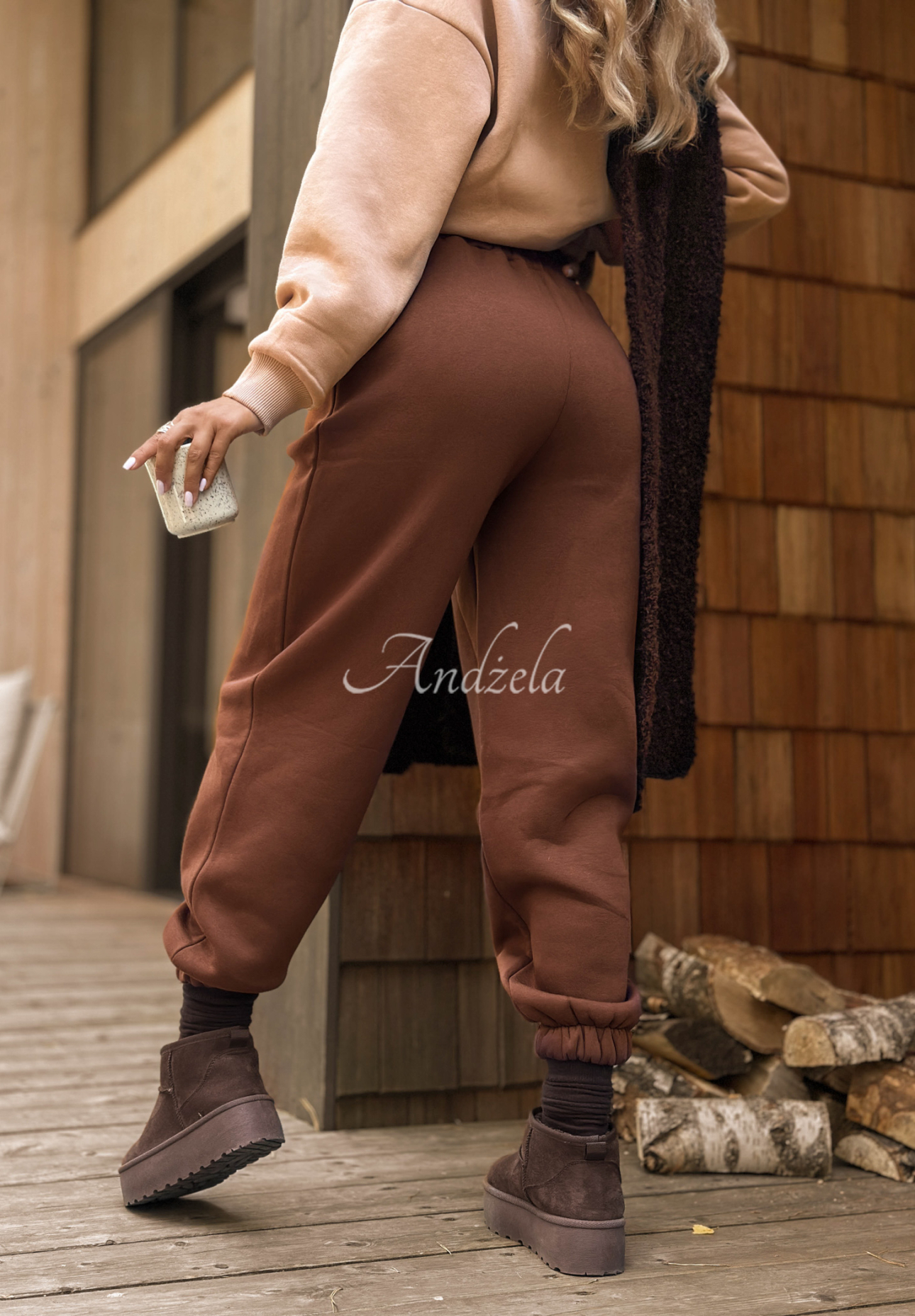 Trainingsanzug-Set: Sweatshirt und Hose Take Me Home beige-schokoladenbraun