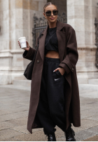 Długi Mantel z wełną New Message Schokoladenbraun