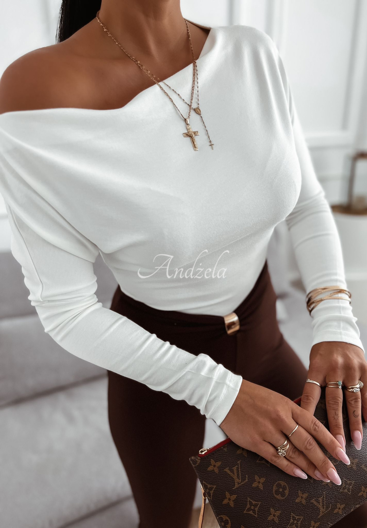 Right For Me viscose asymmetrical blouse ecru