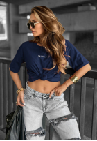 T-Shirt z napisem Minimal Dunkelblau