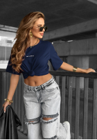 T-Shirt z napisem Minimal Dunkelblau