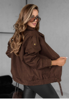 Krótka zamszowa Jacke z kołnierzem Feeling Cold Schokoladenbraun