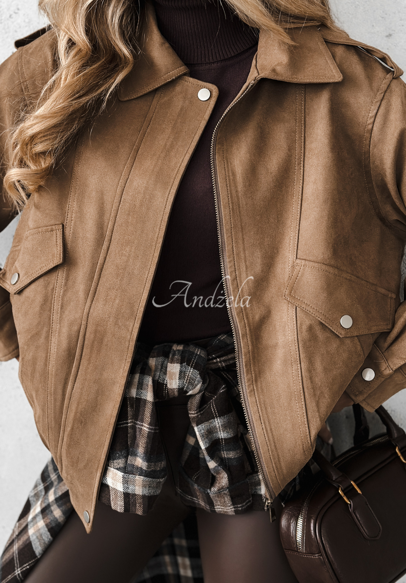 Bikerjacke aus Wildleder Coldest Winds Camel