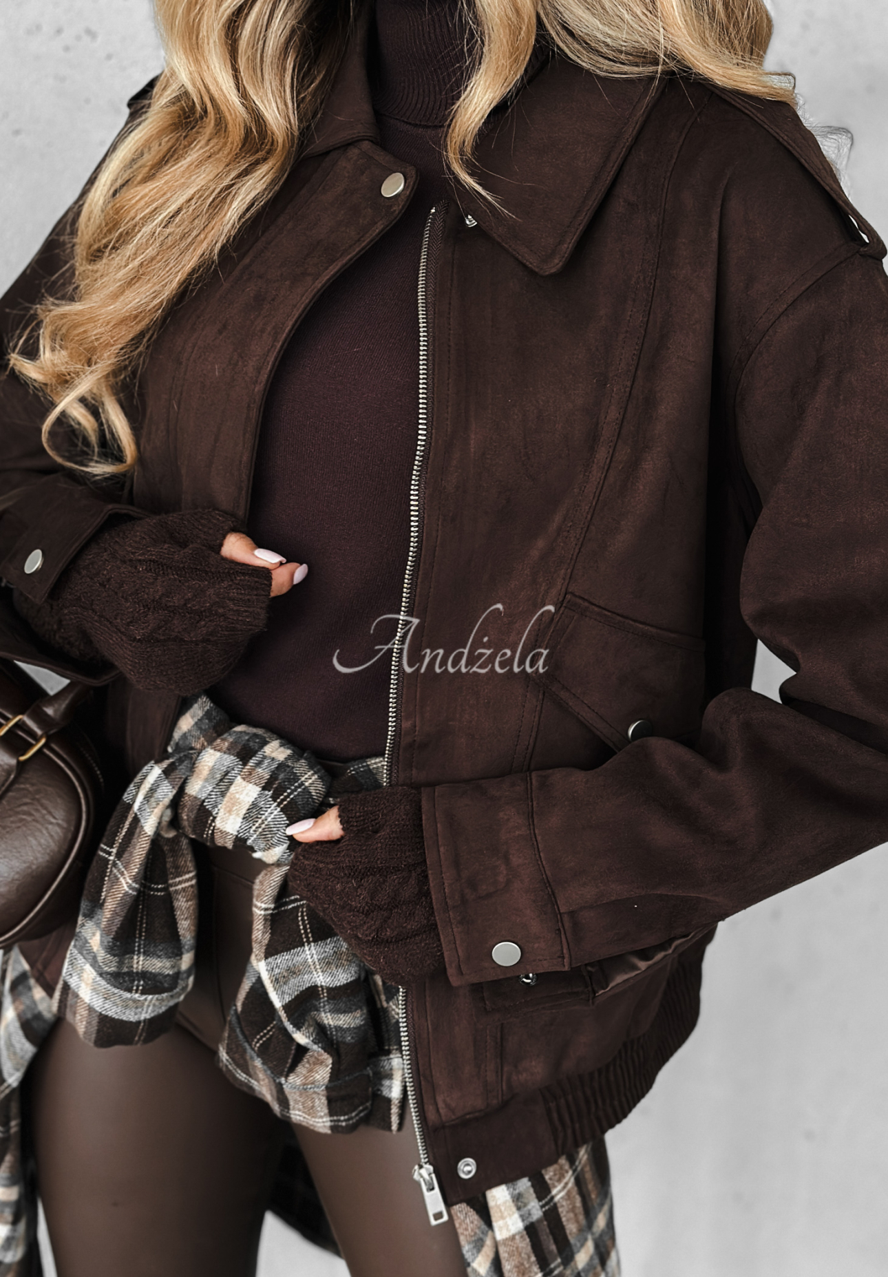 Bikerjacke aus Wildleder Coldest Winds Schokoladenbraun