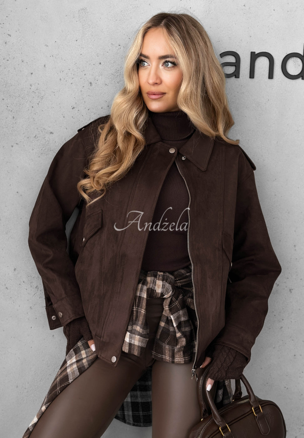 Bikerjacke aus Wildleder Coldest Winds Schokoladenbraun